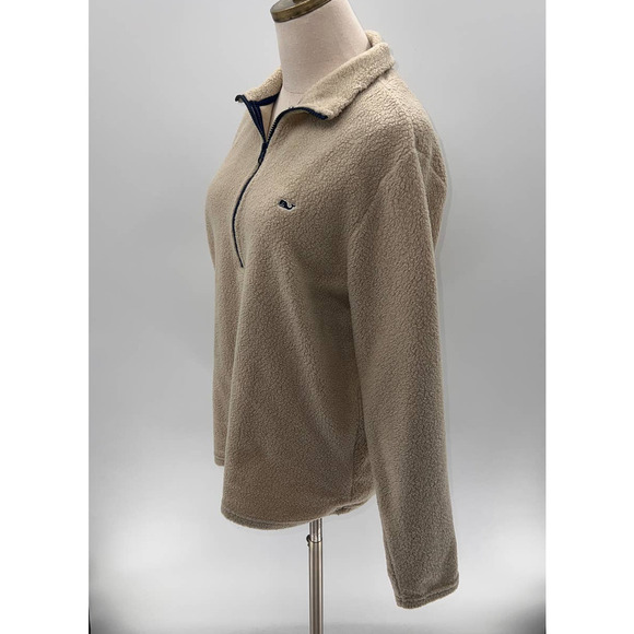 Vineyard Vines Beige 1/4 Zip Up Pull Over Fleece Jacket- S - Picture 11 of 11